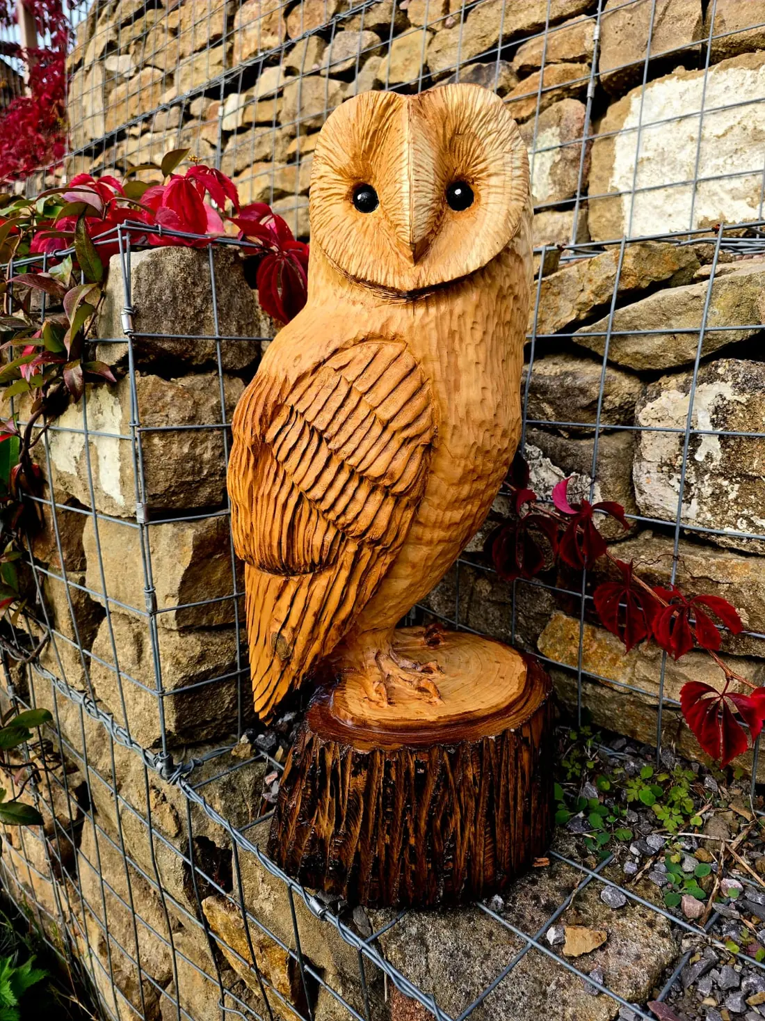 Aster the Barn Owl, hand carved owl