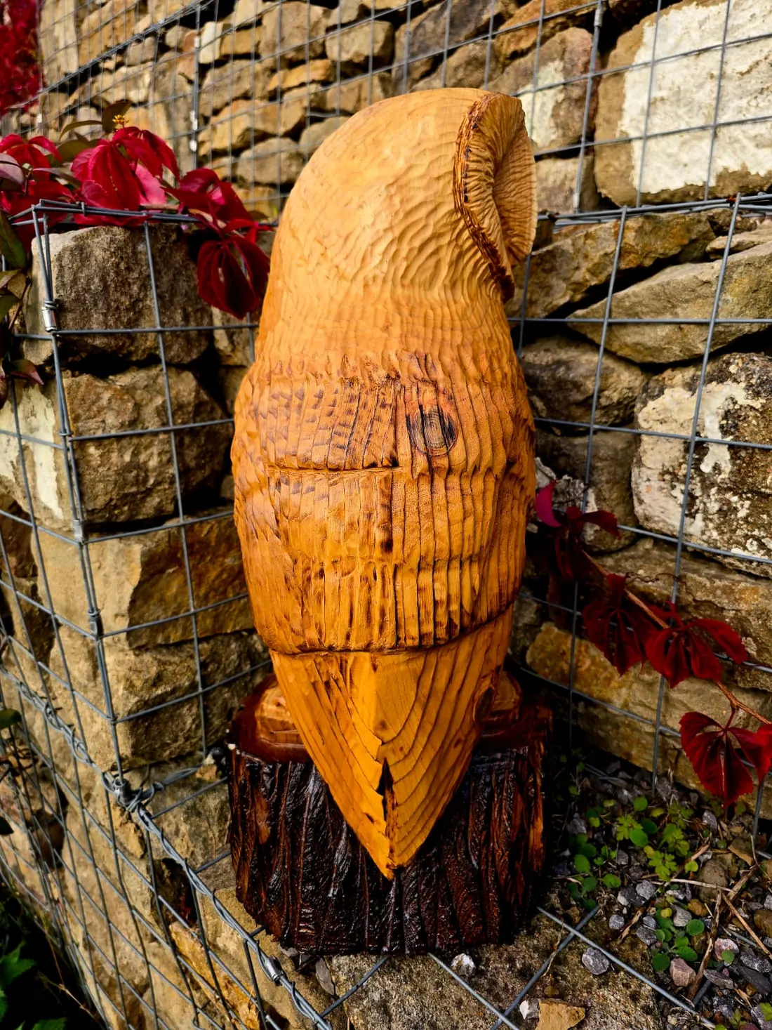 Aster the Barn Owl, hand carved owl, view 4