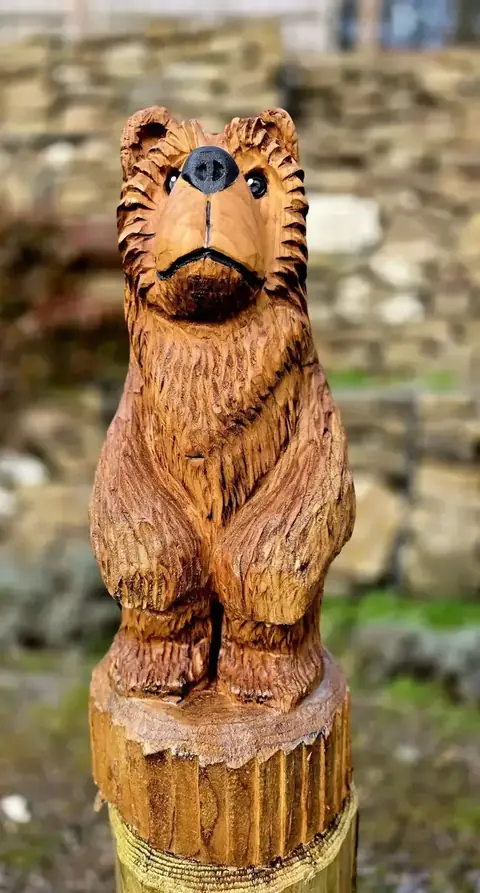 Benny the Bear, hand carved bear carving