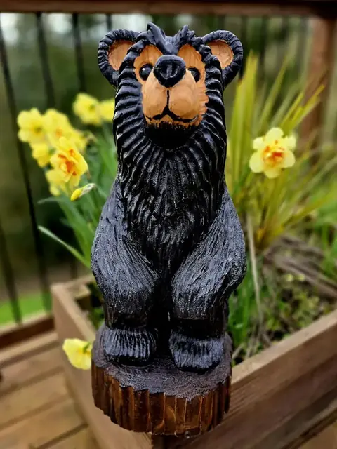 Biscuit the Bear, hand carved bear carving
