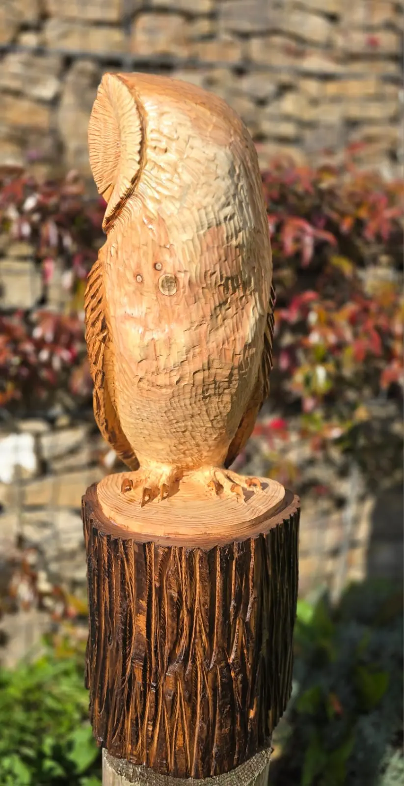 Bramble the Barn Owl, hand carved owl, view 3