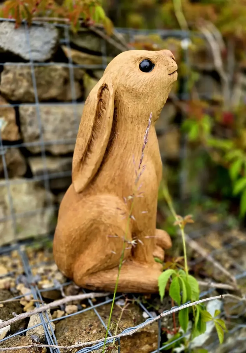 Ruby the Moon Gazing Hare hand carved hare