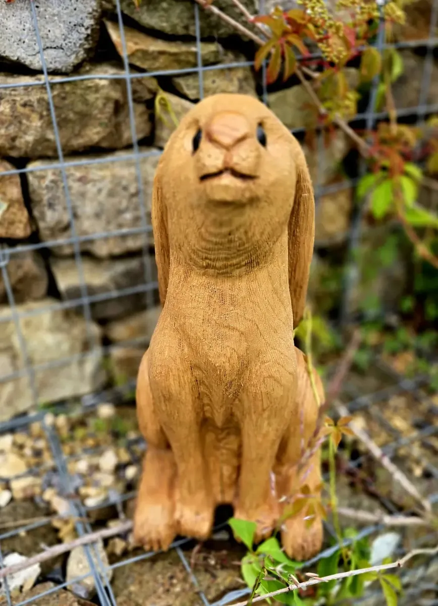Ruby the Moon Gazing Hare hand carved hare