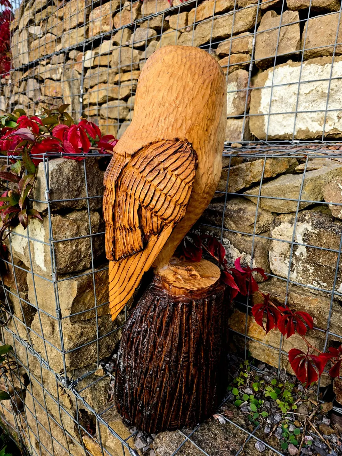 Dougie the Barn Owl, hand carved owl, view 2