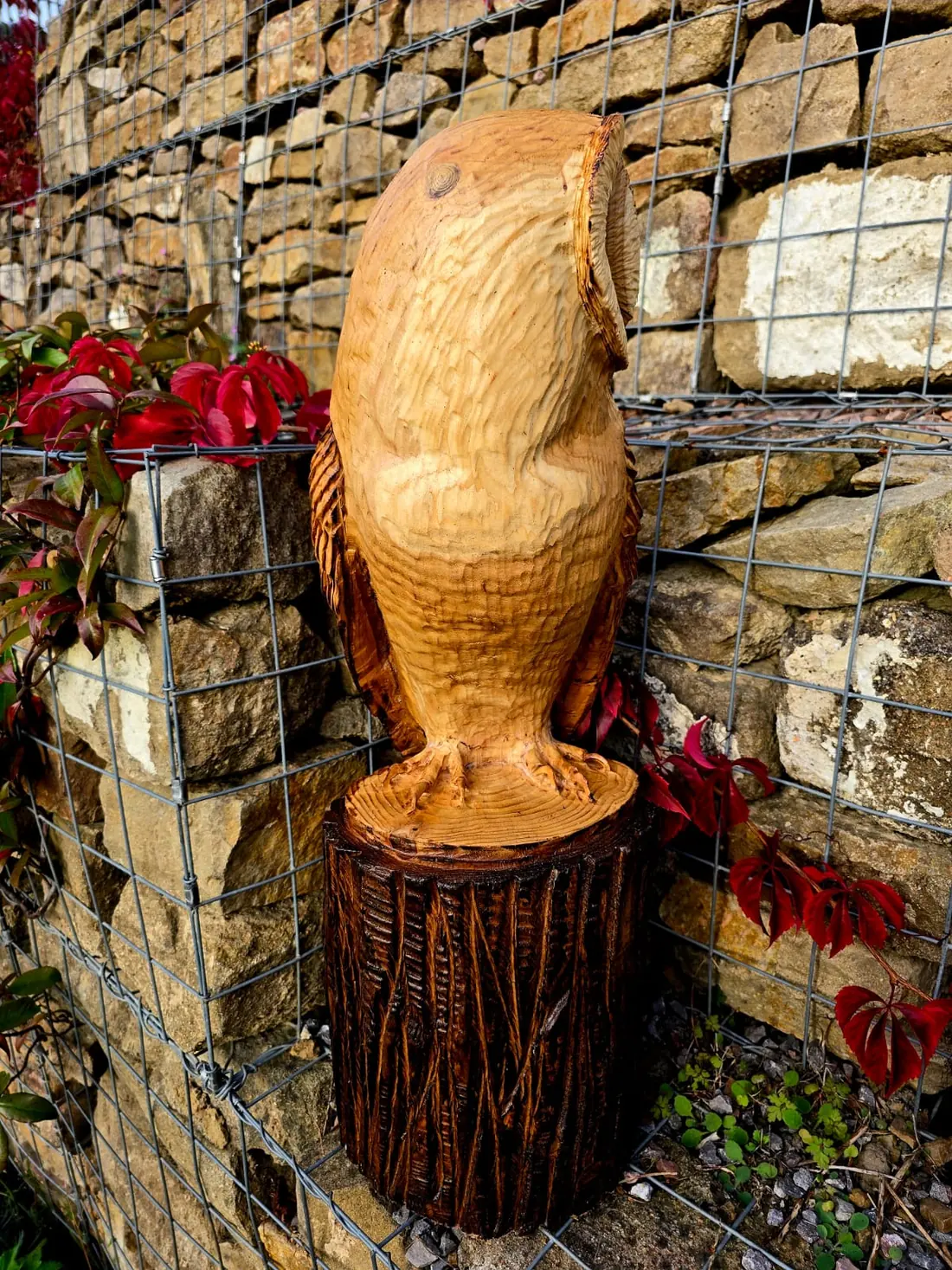 Dougie the Barn Owl, hand carved owl, view 3