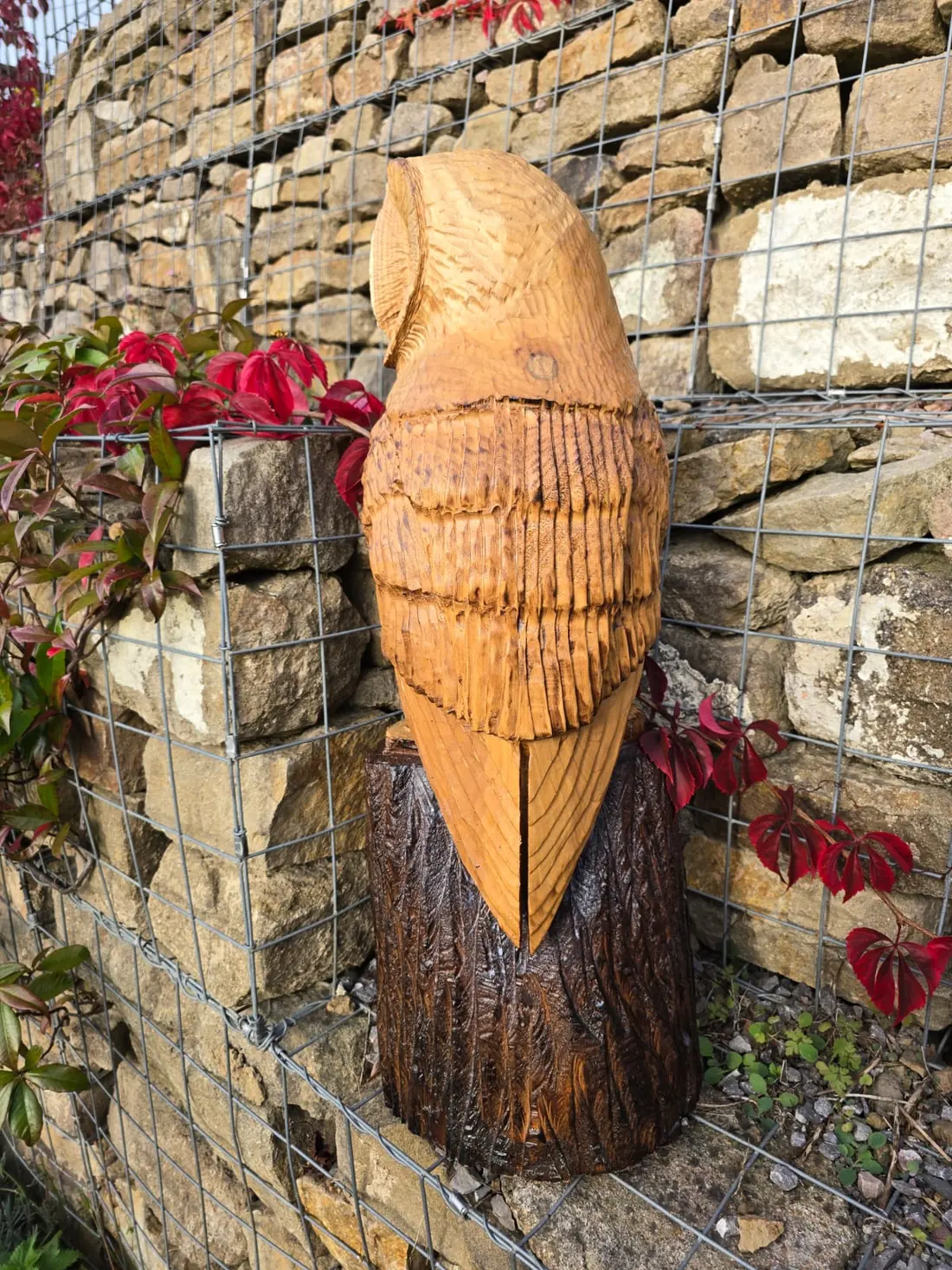 Dougie the Barn Owl, hand carved owl, view 4