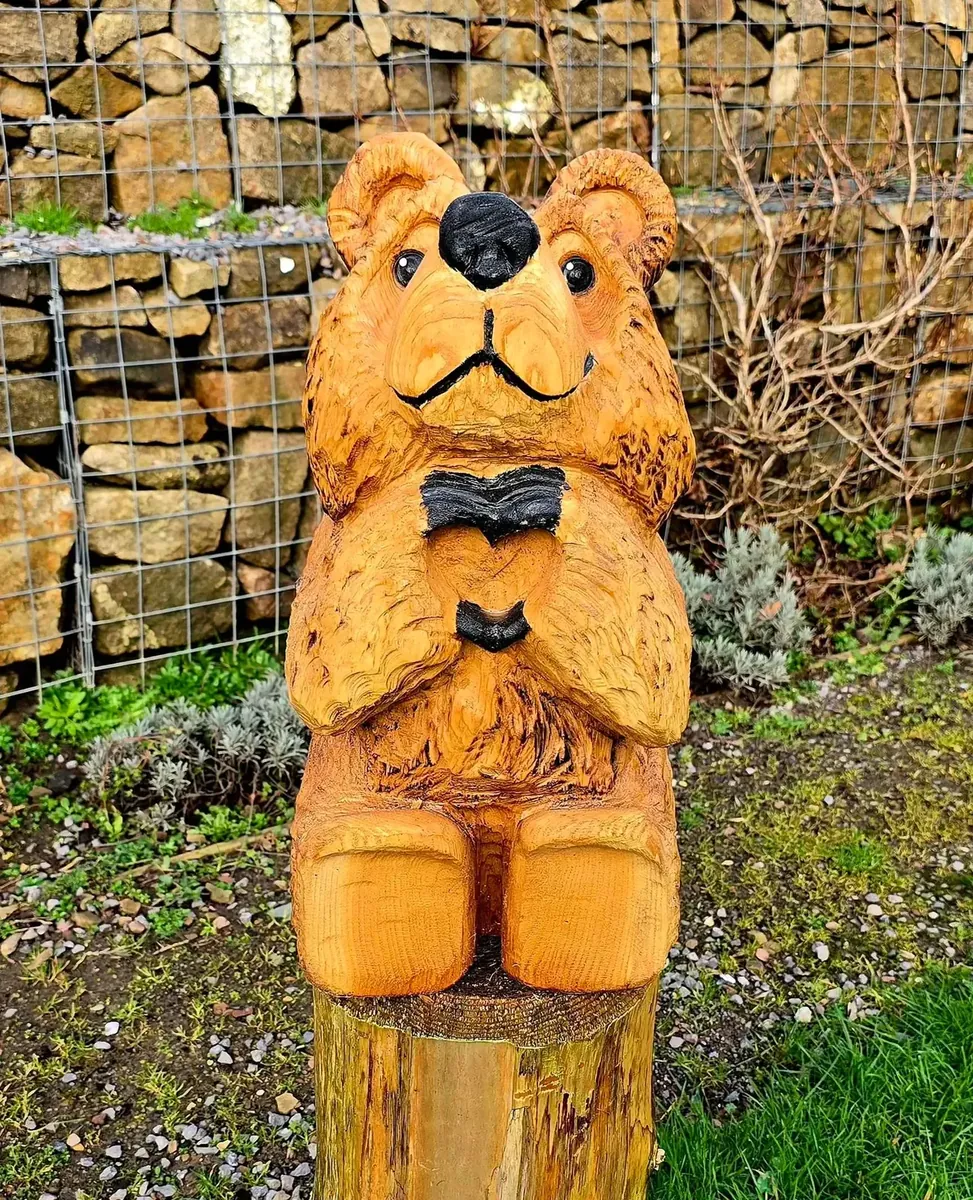 Eddie the Heart Bear hand carved bear