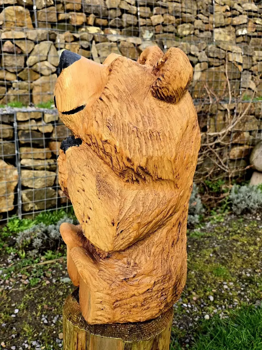 Eddie the Heart Bear hand carved bear