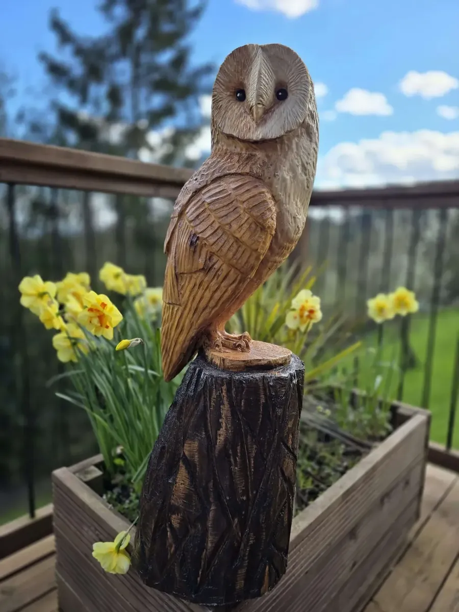 Elmo the Barn Owl hand carved owl