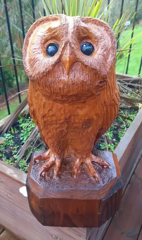 Felix the Tawny Owl, hand carved owl carving