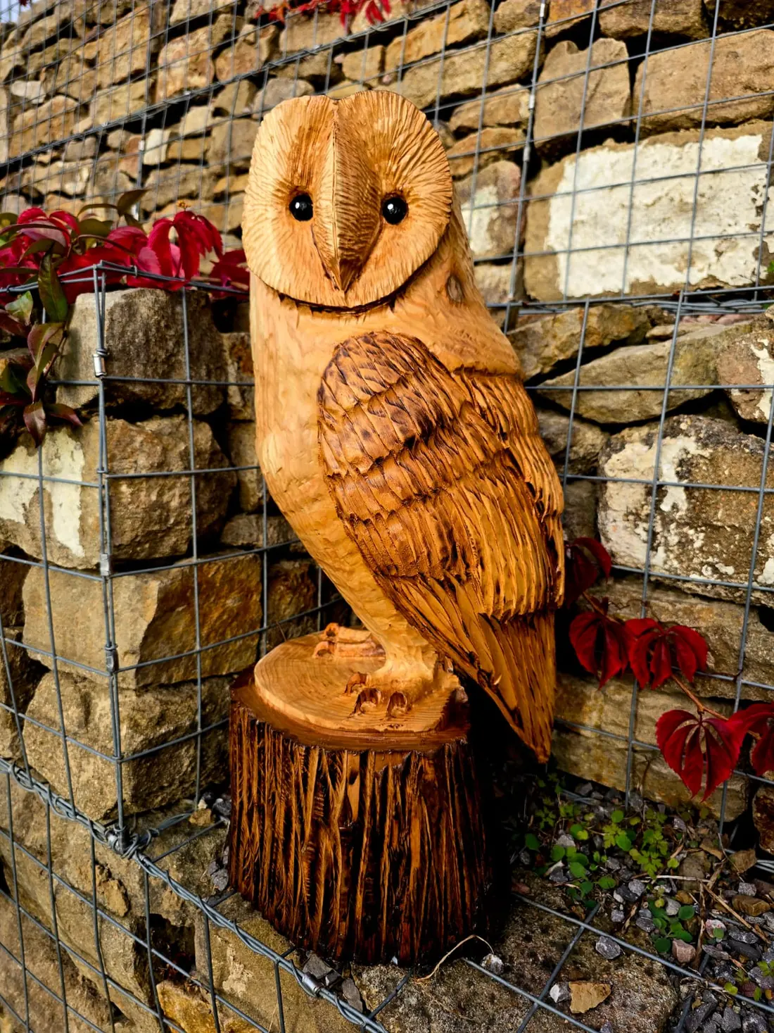 Fern the Barn Owl, hand carved owl