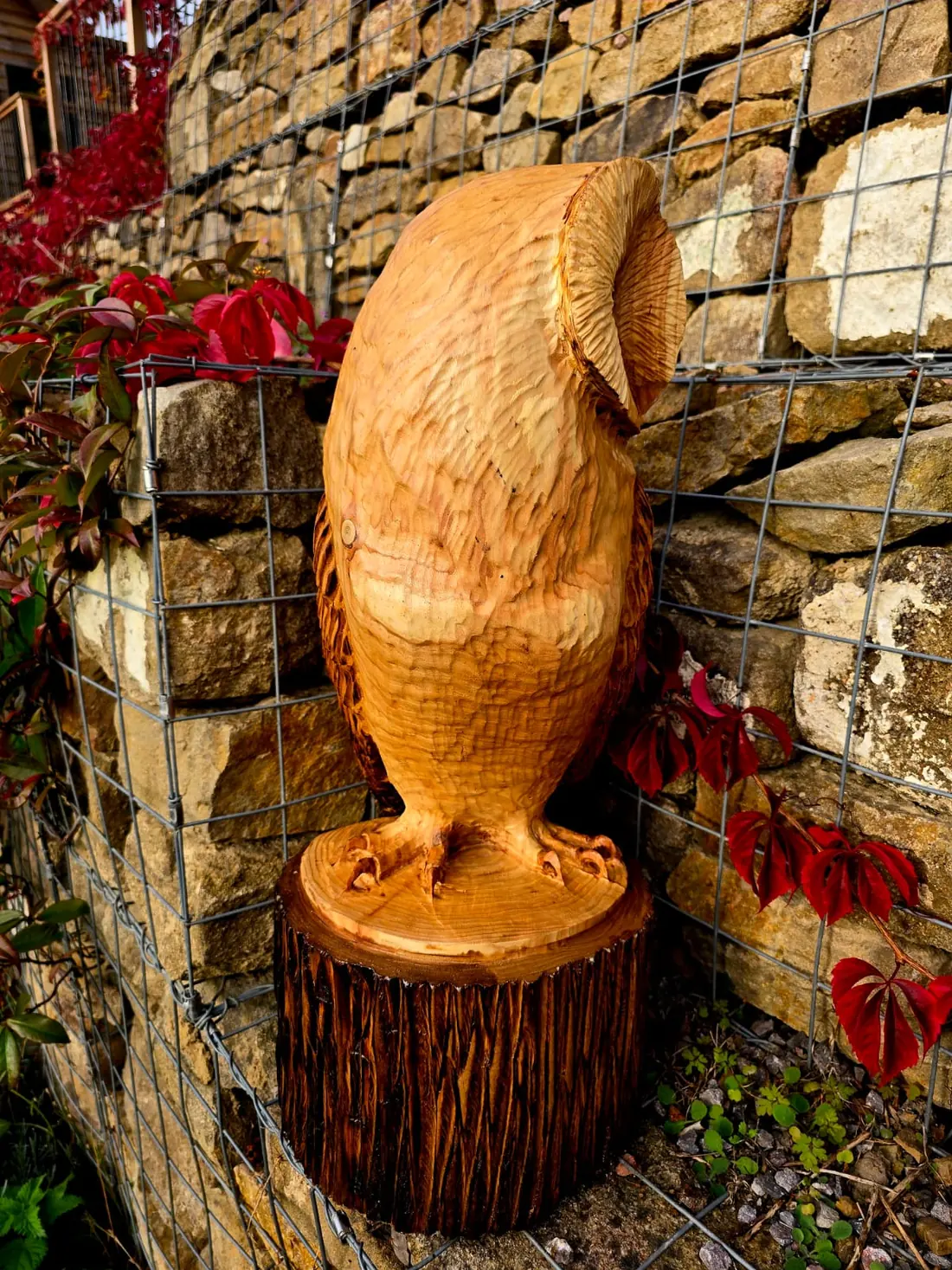 Fern the Barn Owl, hand carved owl, view 3