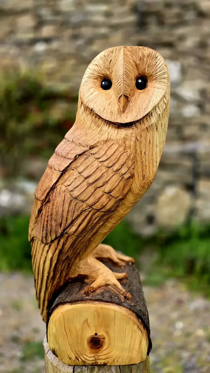 George the Barn Owl hand carved owl