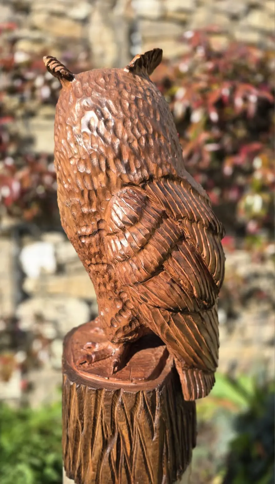 Gizmo the Long Eared Owl, hand carved owl, view 2