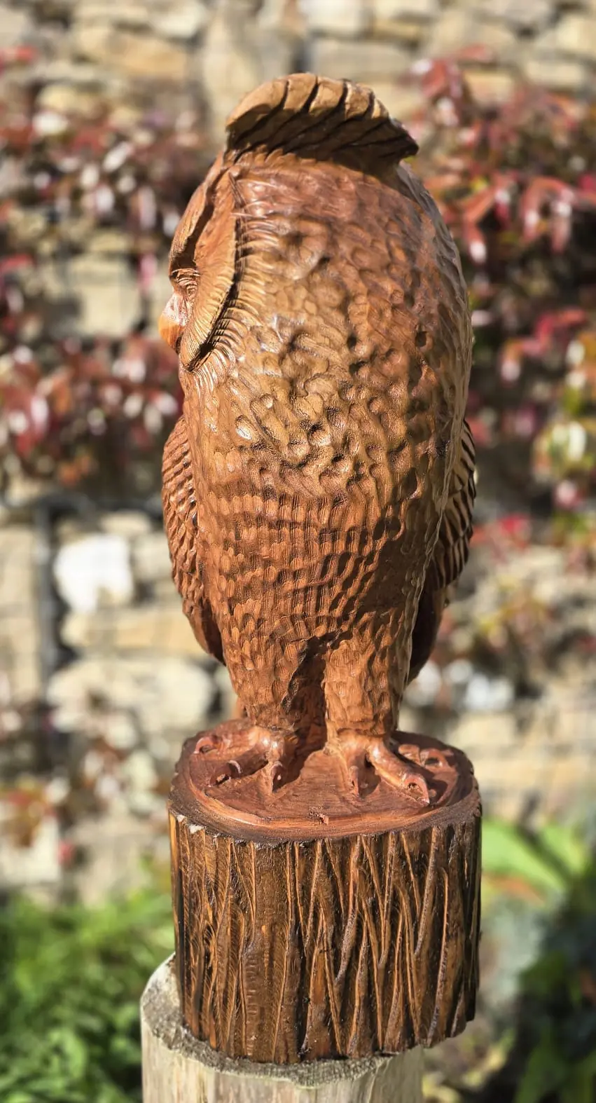 Gizmo the Long Eared Owl, hand carved owl, view 3