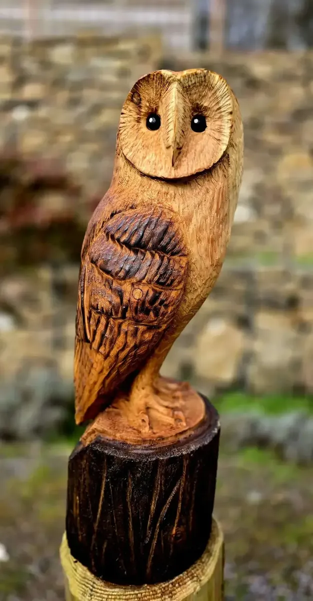 Gus the Barn Owl hand carved owl
