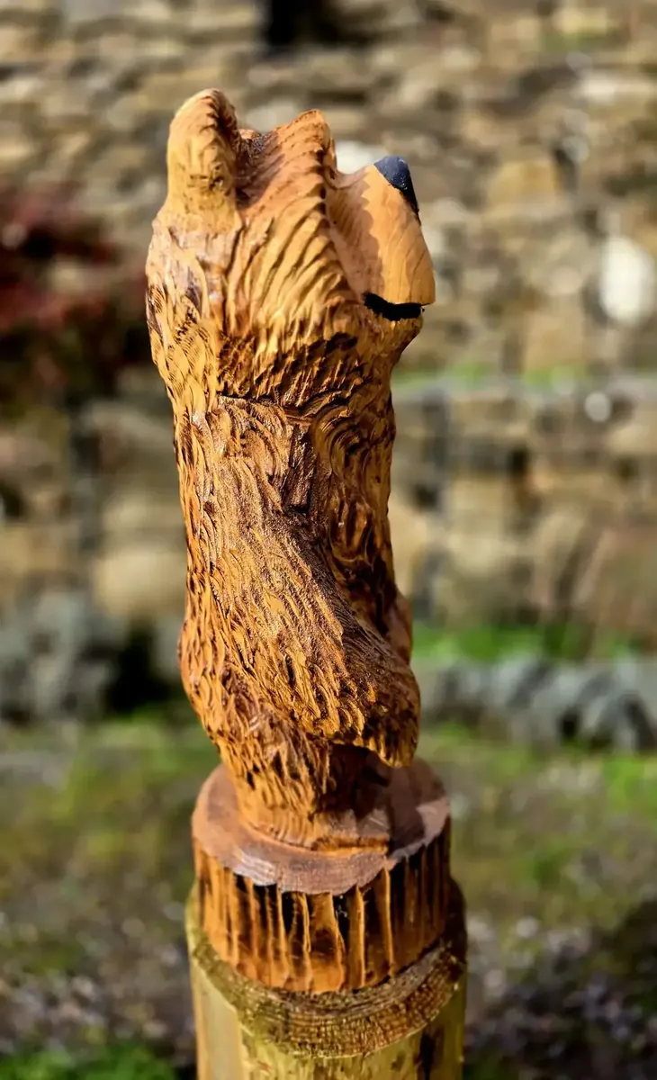Huggie Bear hand carved bear