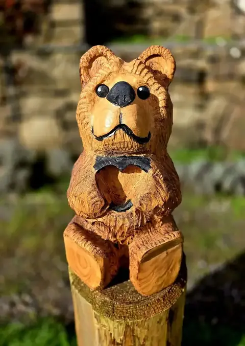 Jasper the Heart Bear, hand carved bear carving