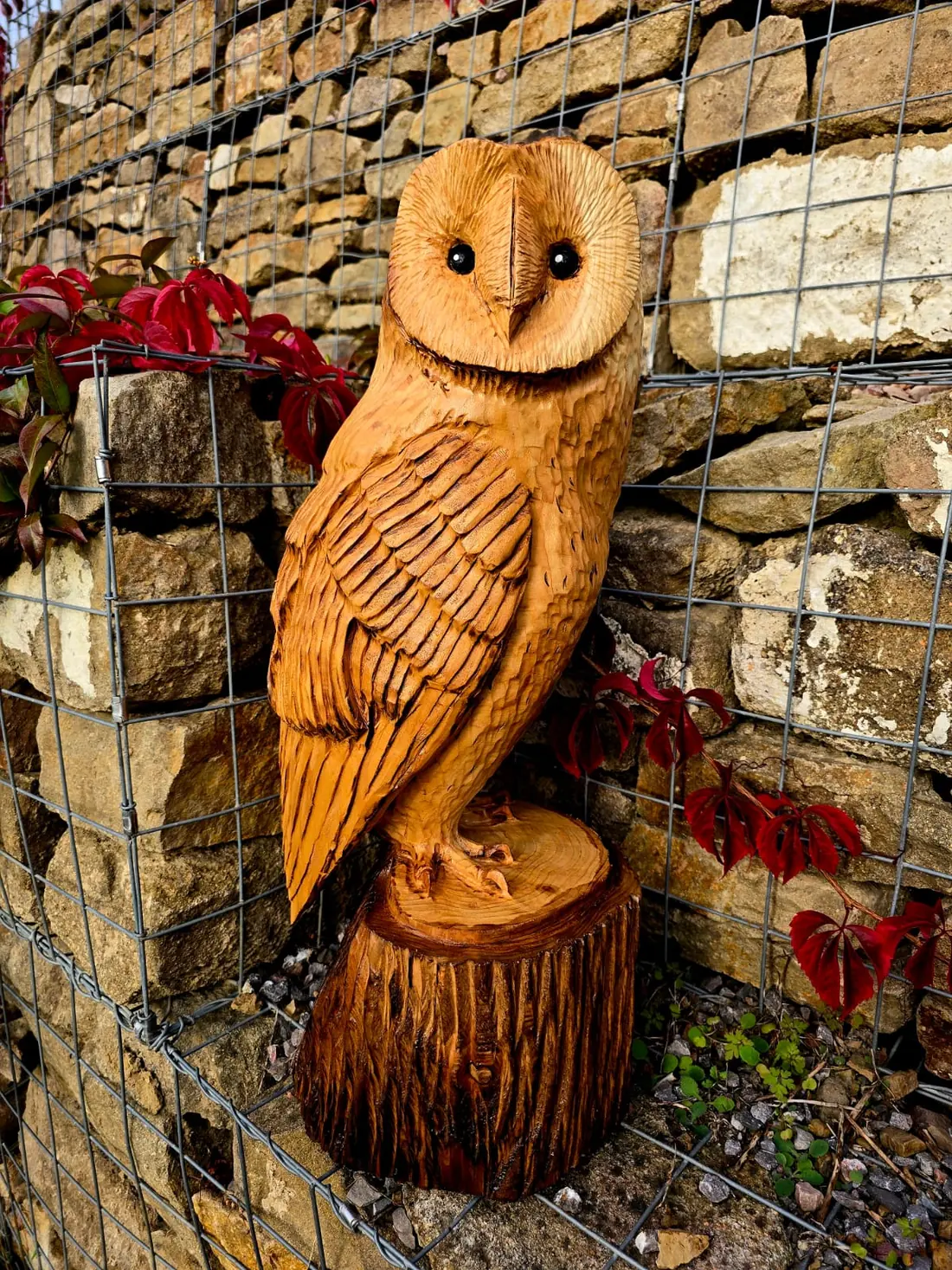 Lyra the Barn Owl, hand carved owl