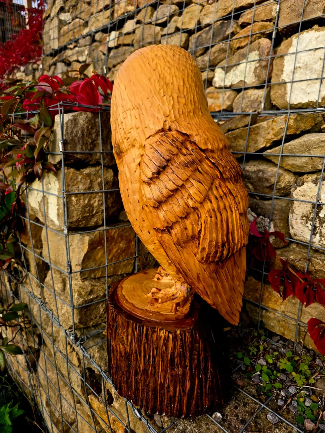 Lyra the Barn Owl, hand carved owl, view 2