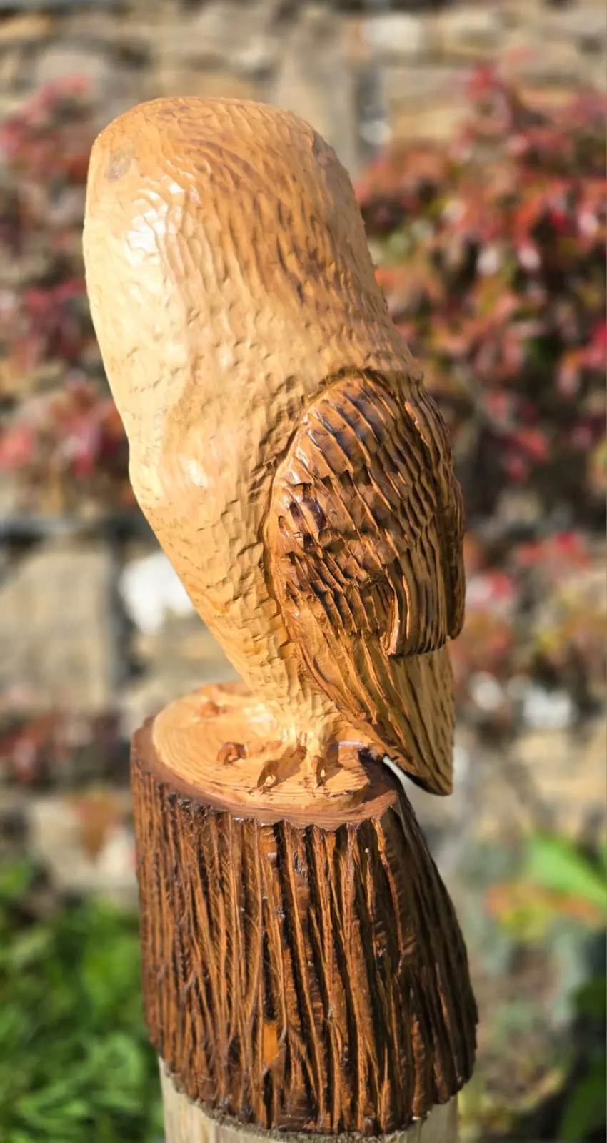 Maple the Barn Owl, hand carved owl, view 2