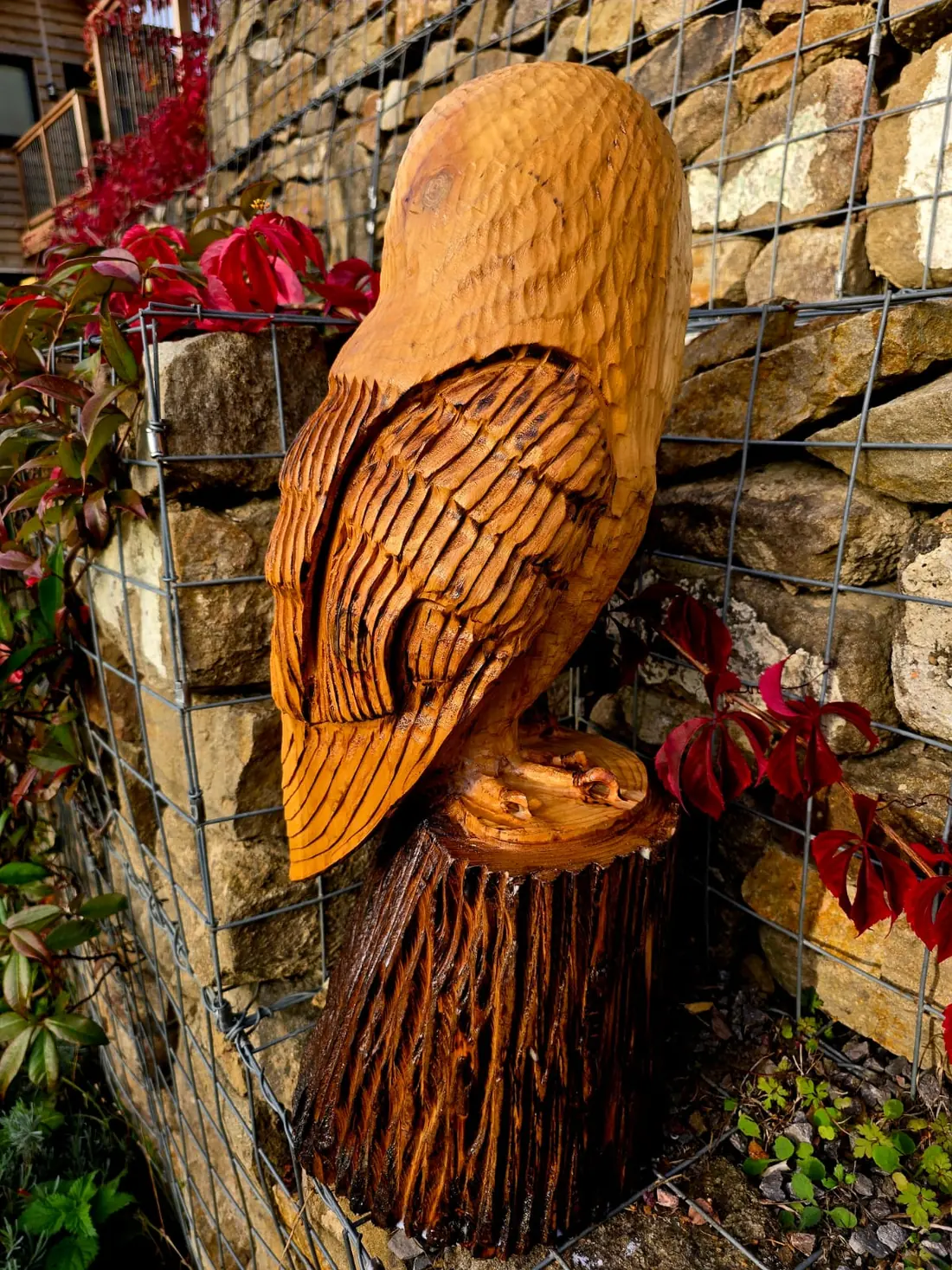 Meg the Barn Owl, hand carved owl, view 2