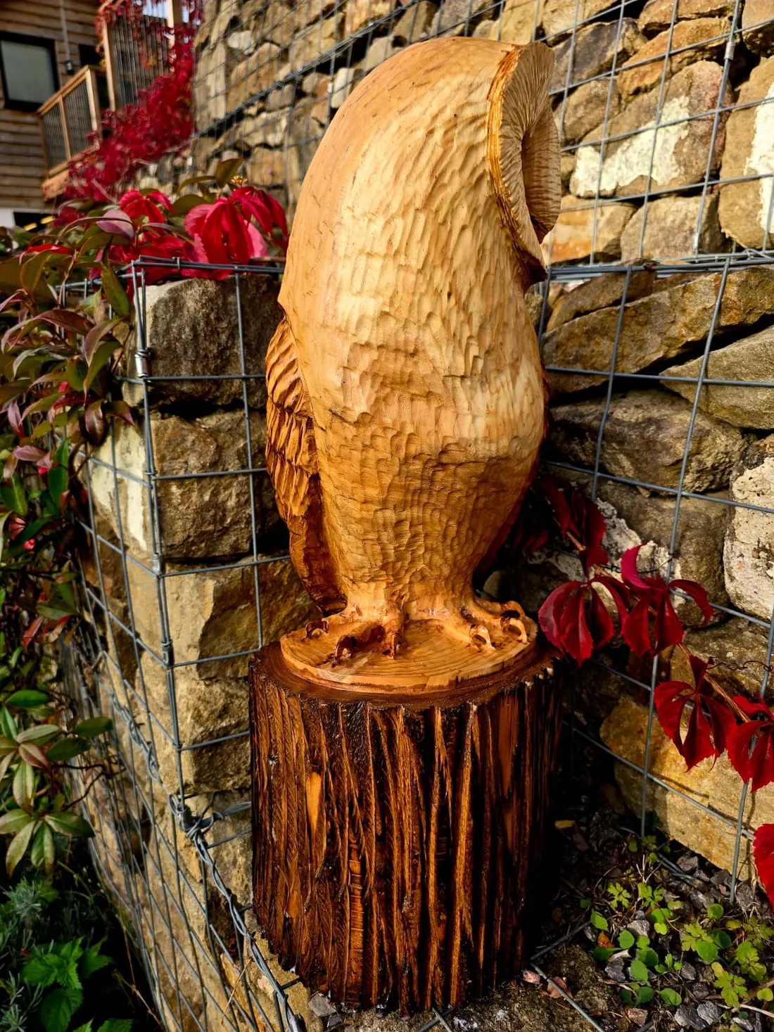 Meg the Barn Owl, hand carved owl, view 3