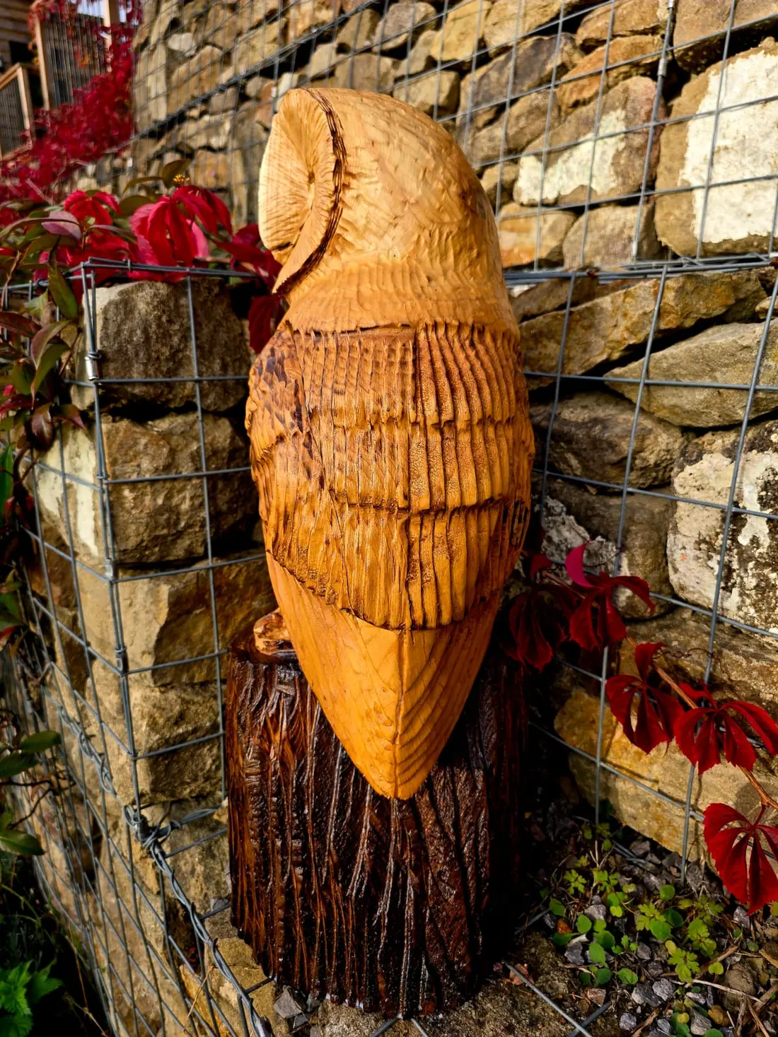 Meg the Barn Owl, hand carved owl, view 4