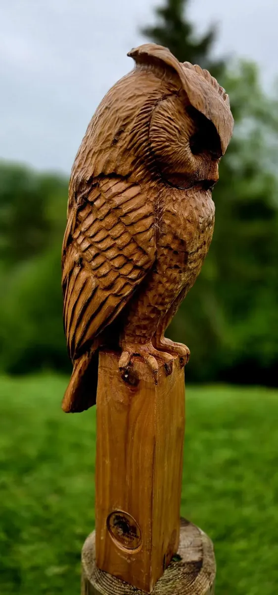 Memorial Long Eared Owl hand carved owl