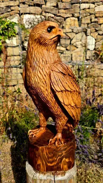 Nimbus the Buzzard, hand carved buzzard carving