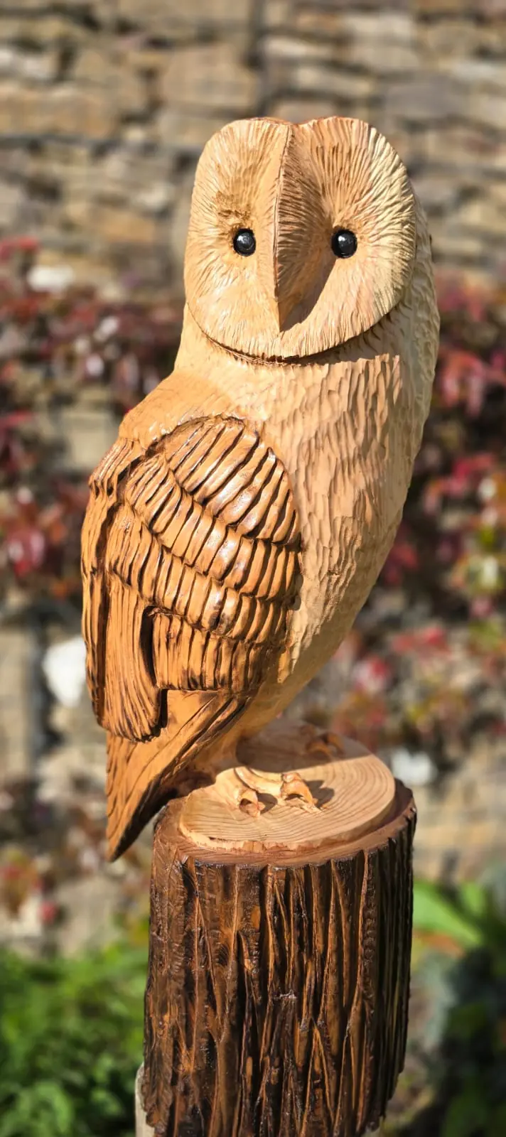 Pebble the Barn Owl, hand carved owl