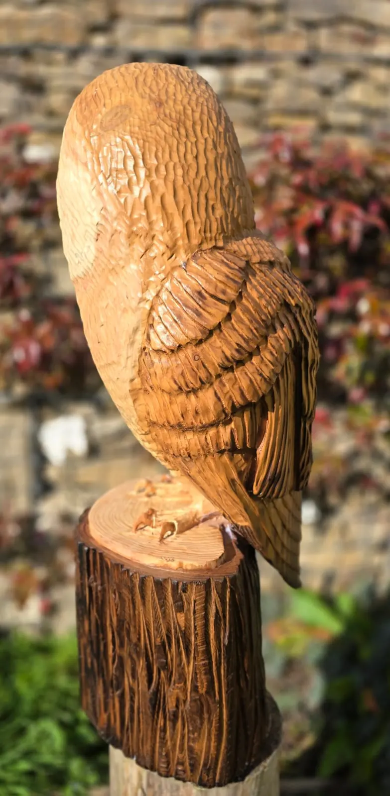 Pebble the Barn Owl, hand carved owl, view 2
