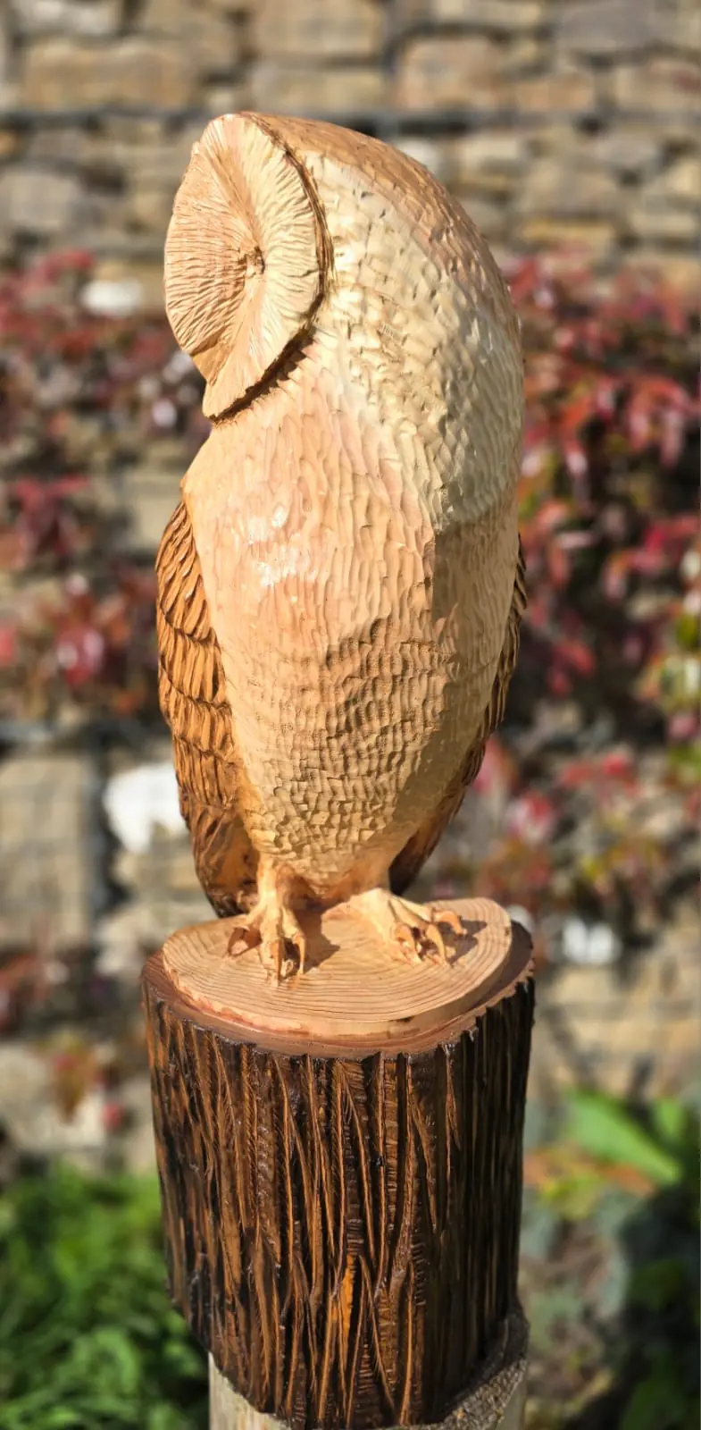 Pebble the Barn Owl, hand carved owl, view 3