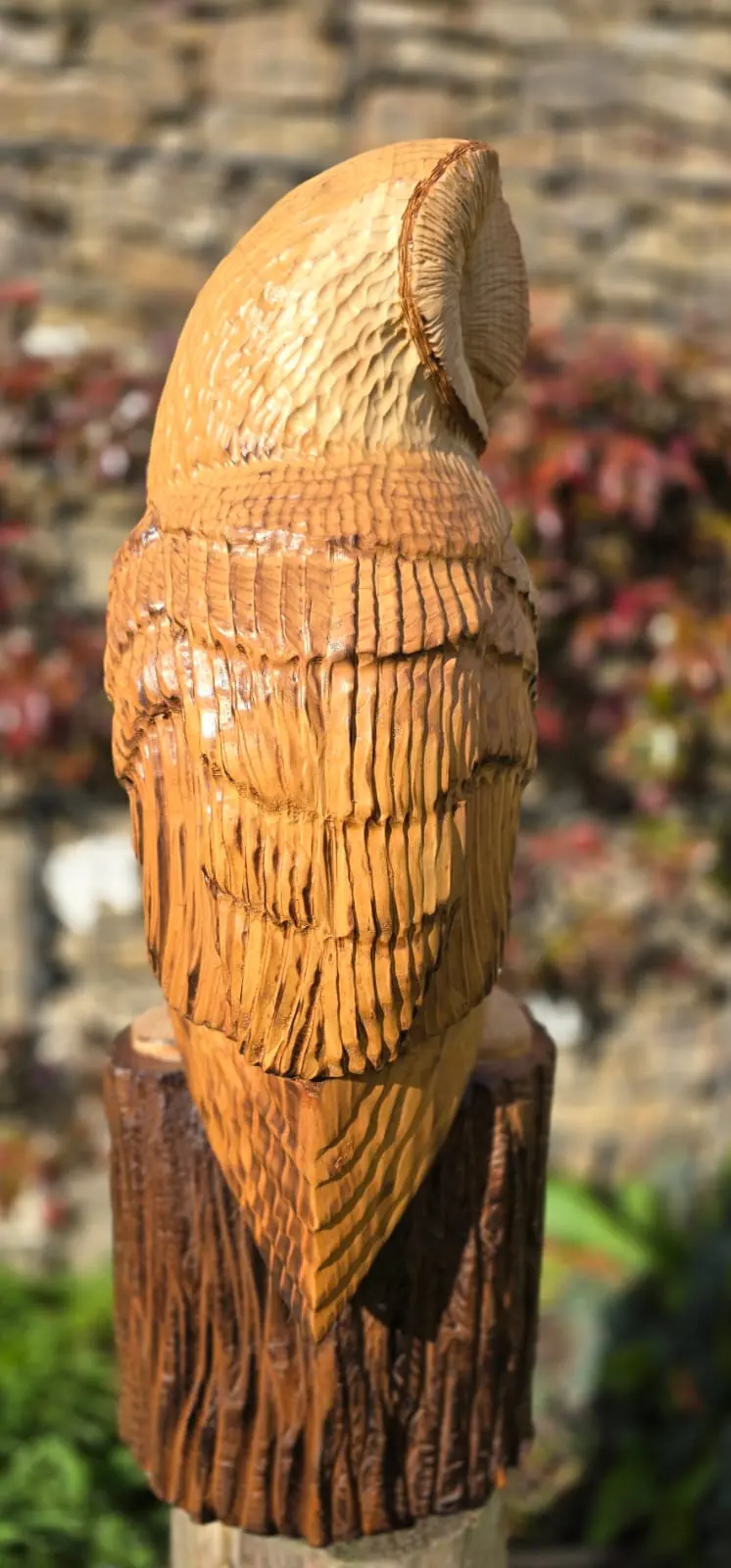 Pebble the Barn Owl, hand carved owl, view 4