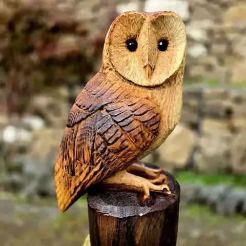 Percy the Barn Owl, hand carved owl carving