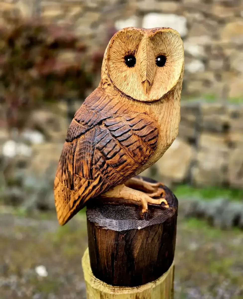 Percy the Barn Owl hand carved owl