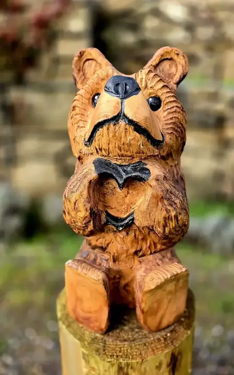 Sprocket the Bear, hand carved bear carving