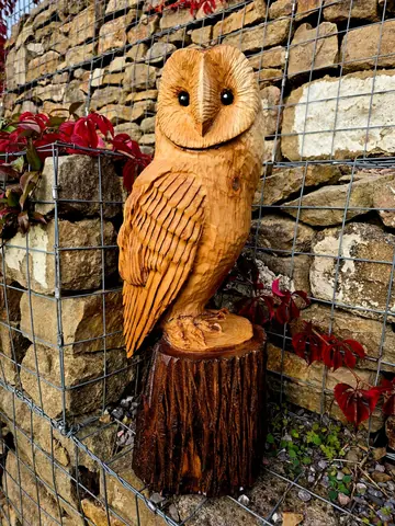 Stella the Barn Owl, hand carved owl carving