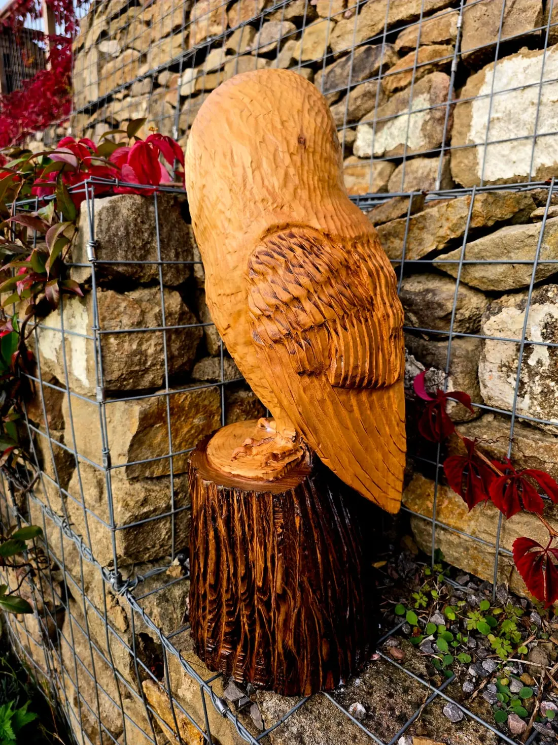 Stella the Barn Owl, hand carved owl, view 2