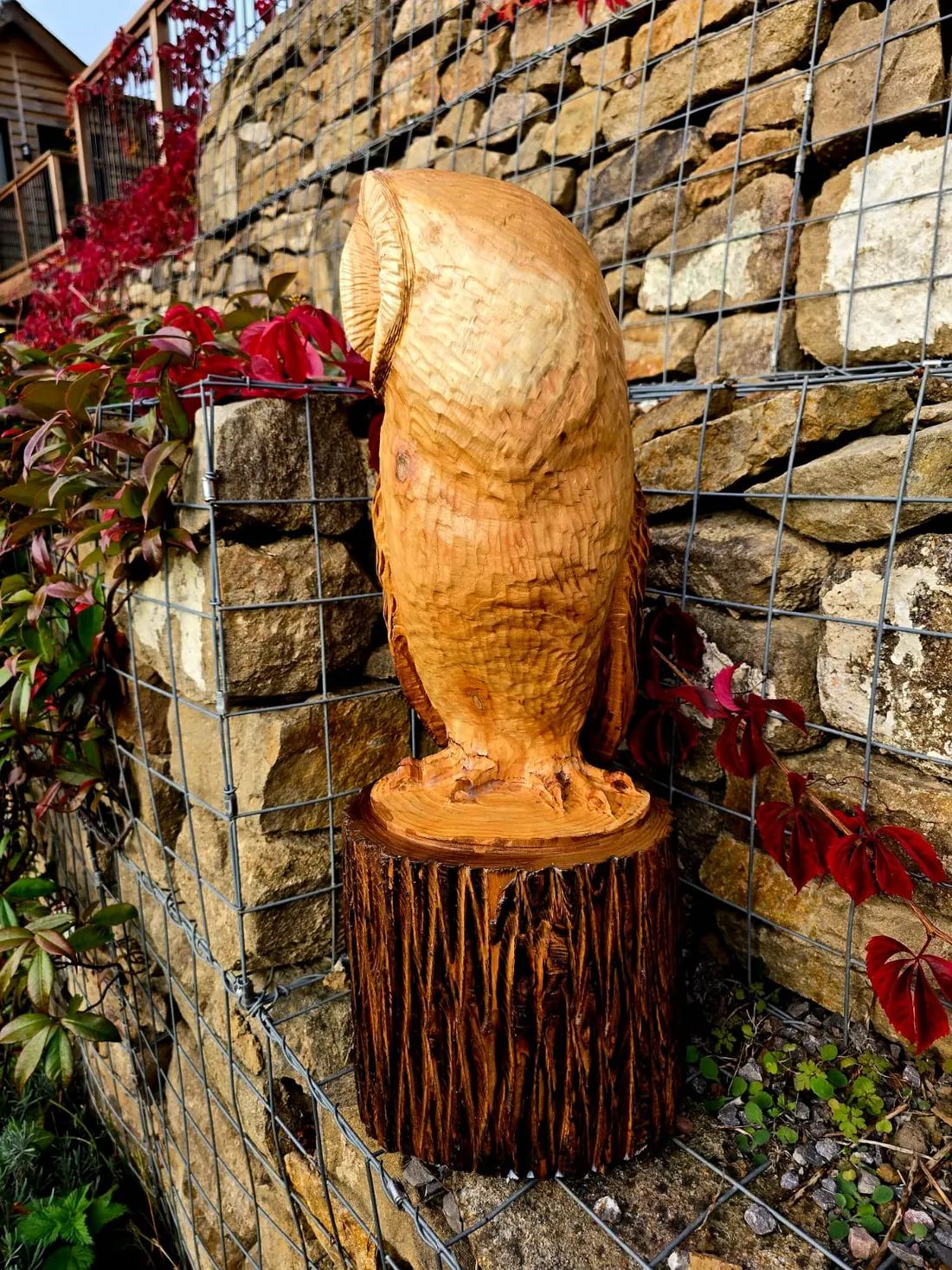 Stella the Barn Owl, hand carved owl, view 3