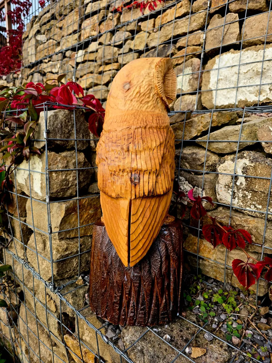 Stella the Barn Owl, hand carved owl, view 4