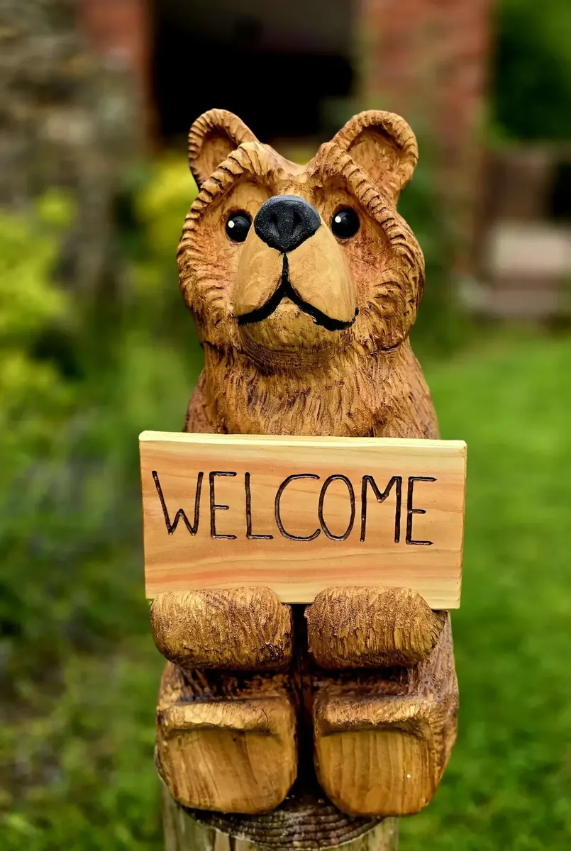Tinker the Welcome Bear hand carved bear