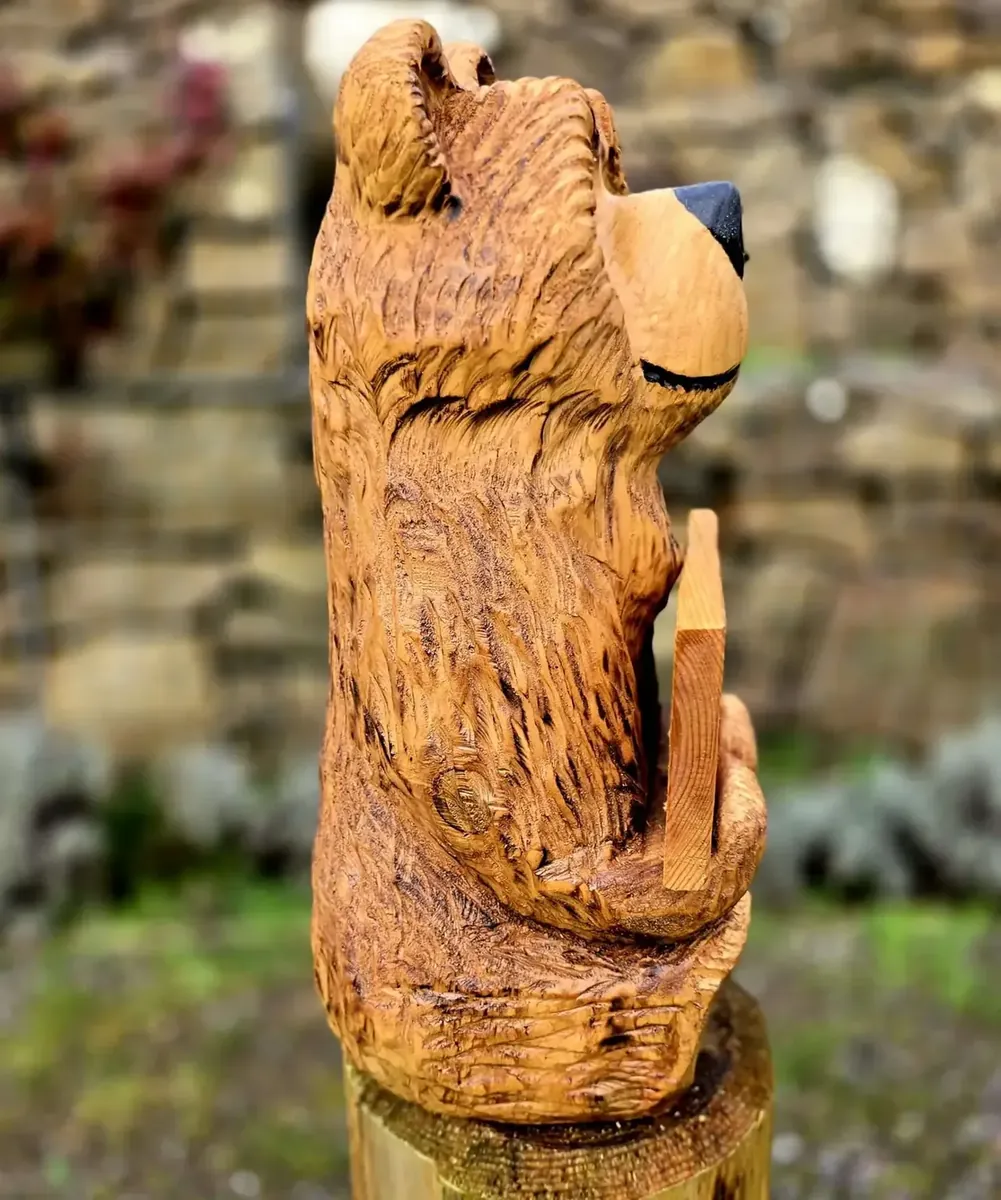 William the Welcome Bear hand carved bear